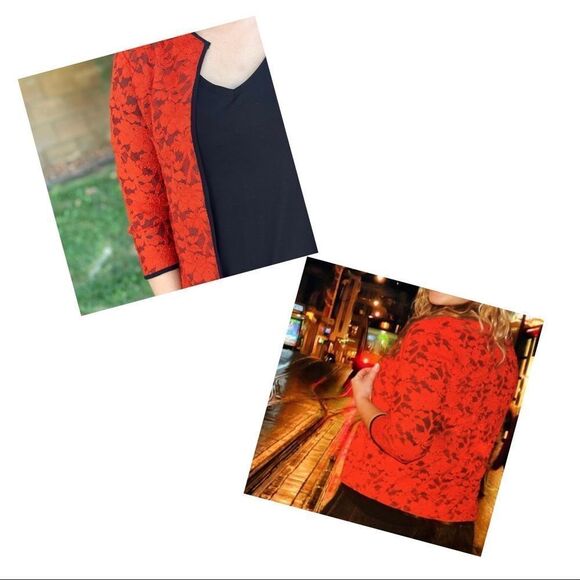 Lularoe Stella Bolero Jacket Red Lace - Size Small - Picture 2 of 3